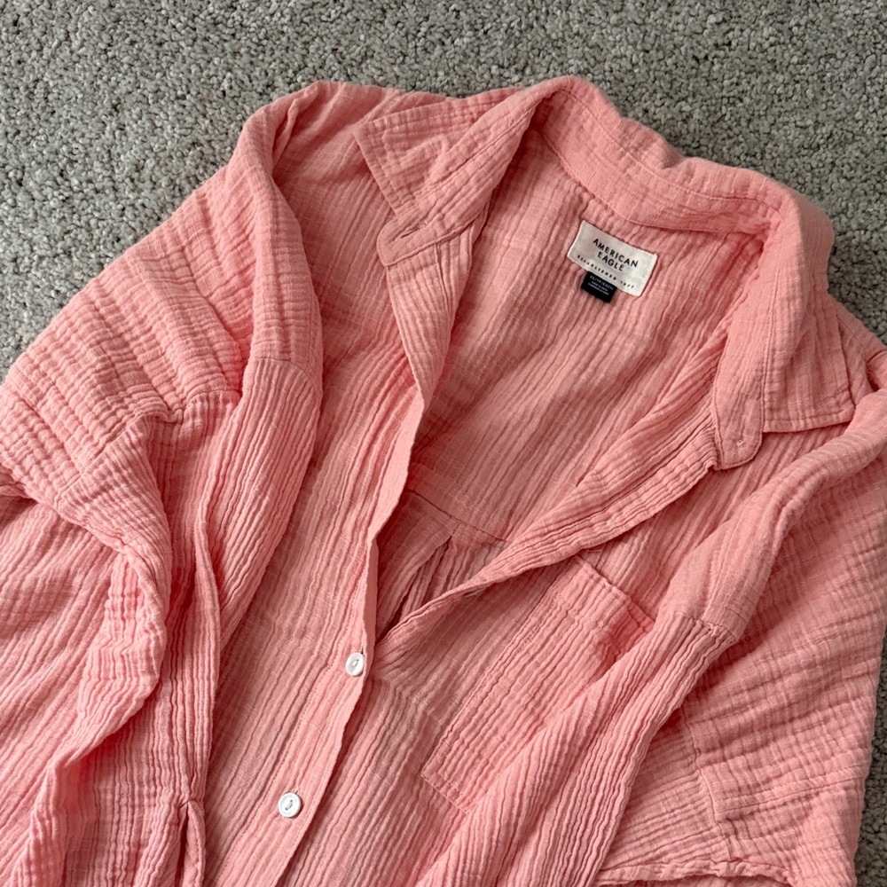 American Eagle Soft Pink Textured Shirt